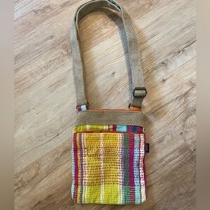 Catori Beige Jute Crossbody Bag Multicolor Zip